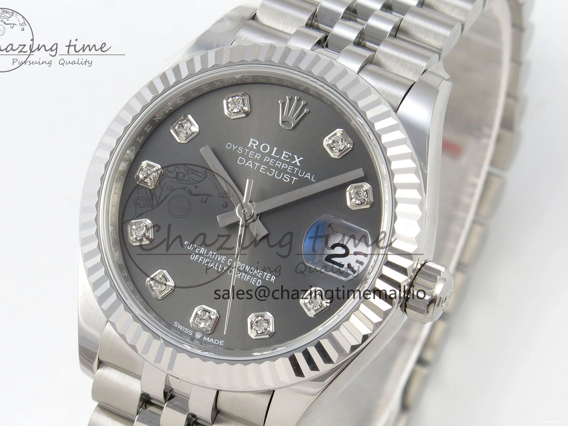 0228 Popular DateJust 31 278274 THBF 1:1 Best Edition 904L Steel Gray Diamond Dial on SS Jubilee Bracelet HZ Cal. 5